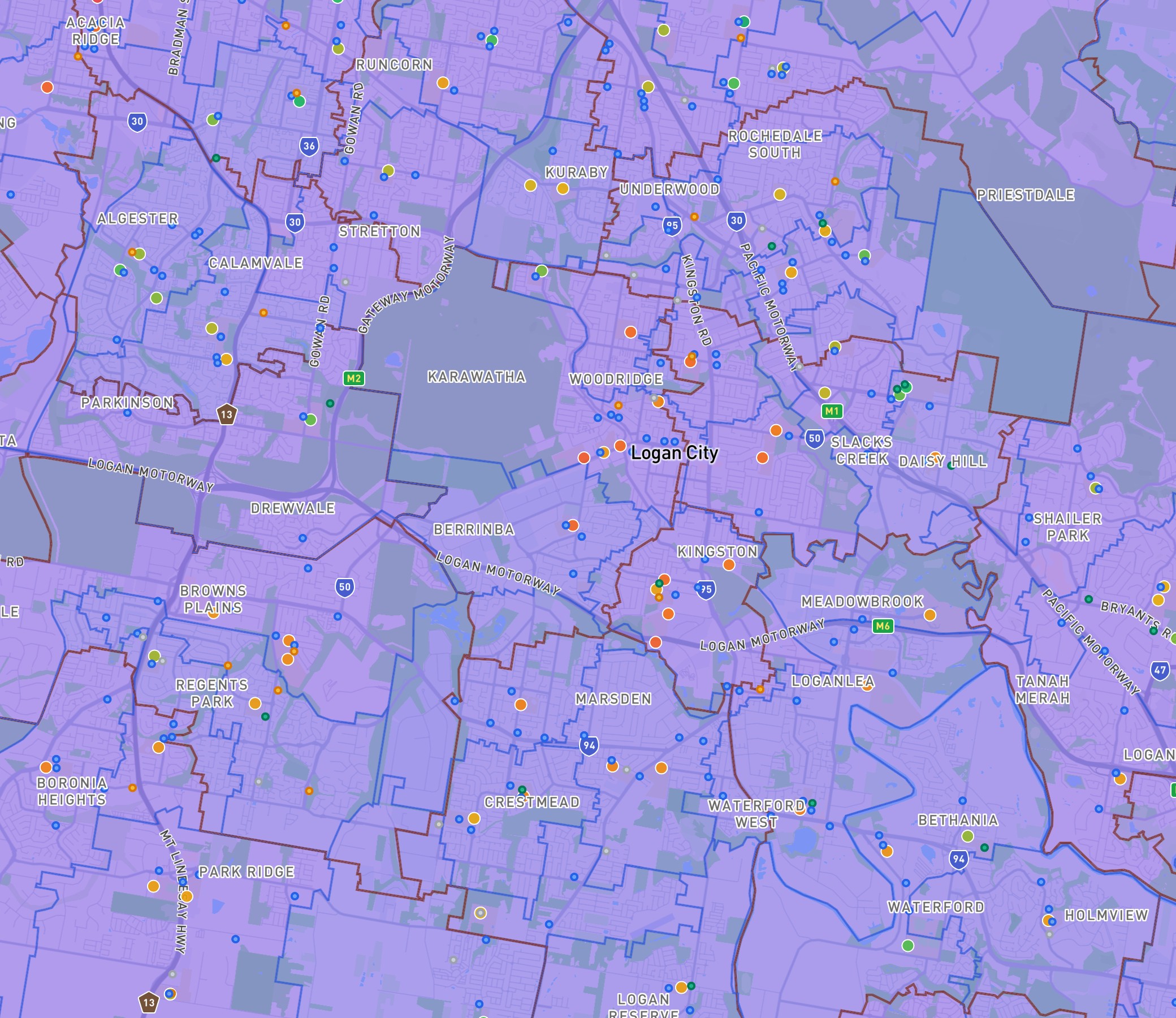 DA Leads map showing Brisbane south growth corridor with lower ICSEA scores
