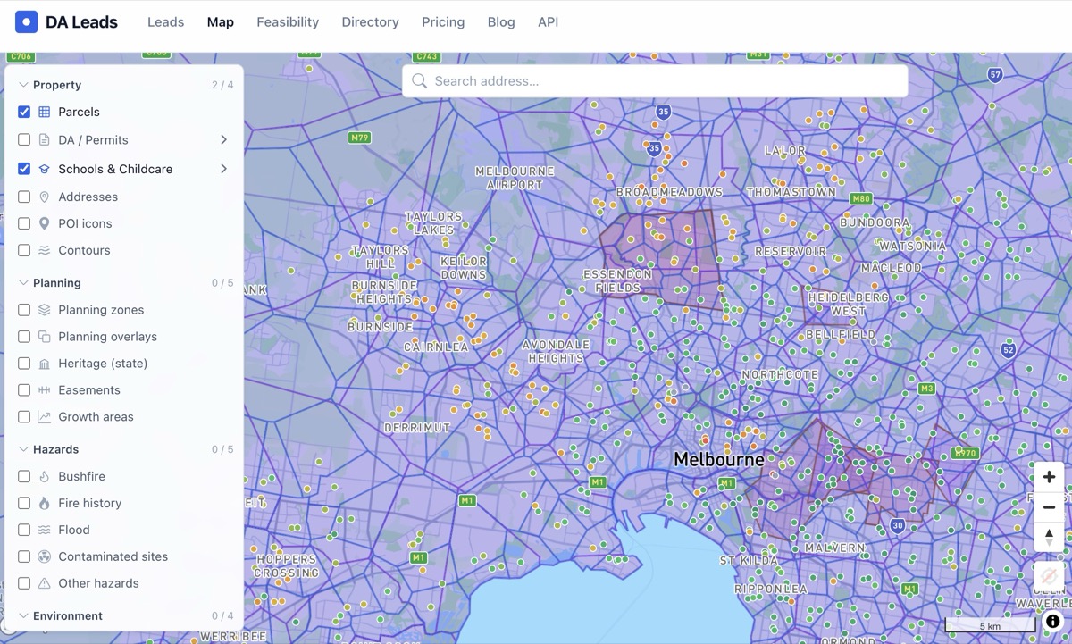DA Leads map showing Melbourne's north-west growth areas with school ICSEA colour coding