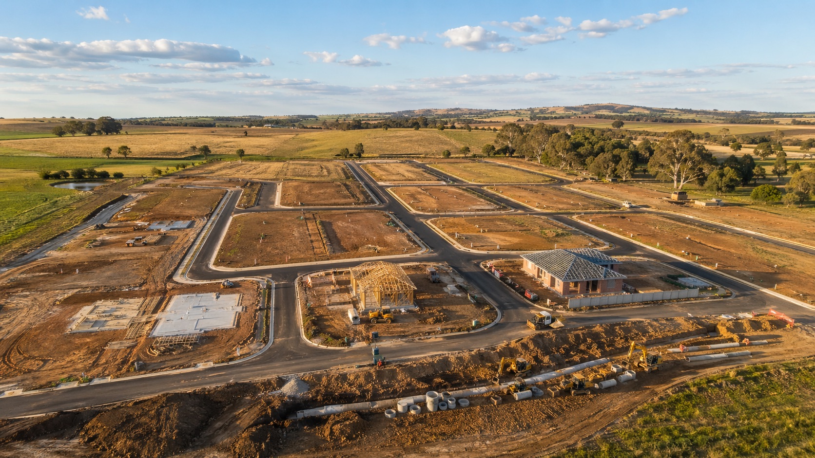 Aerial view of a new residential subdivision in an Australian growth area