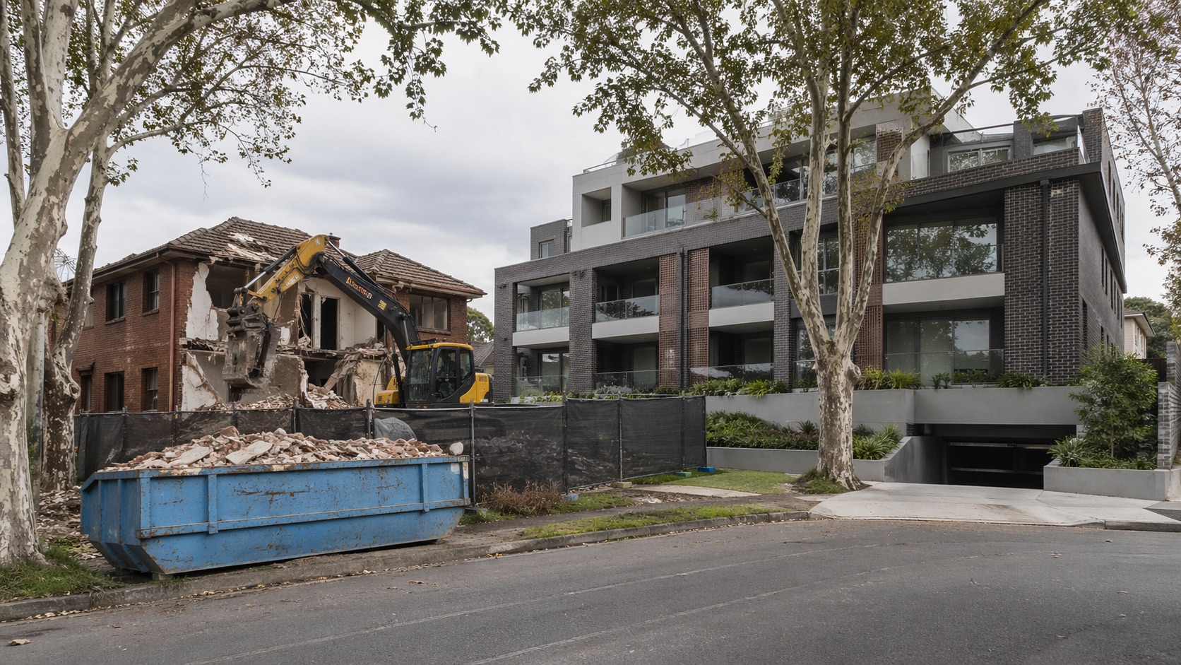 Ryde infill development with brick house demolition and new apartments