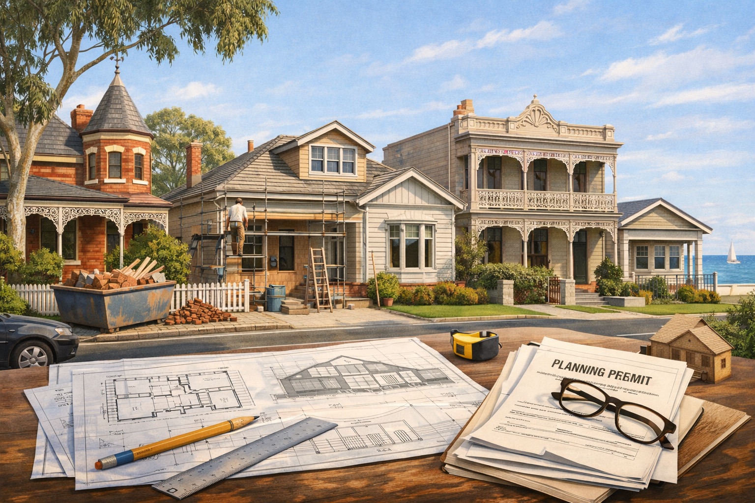 Victorian renovation streetscape in an established Melbourne suburb