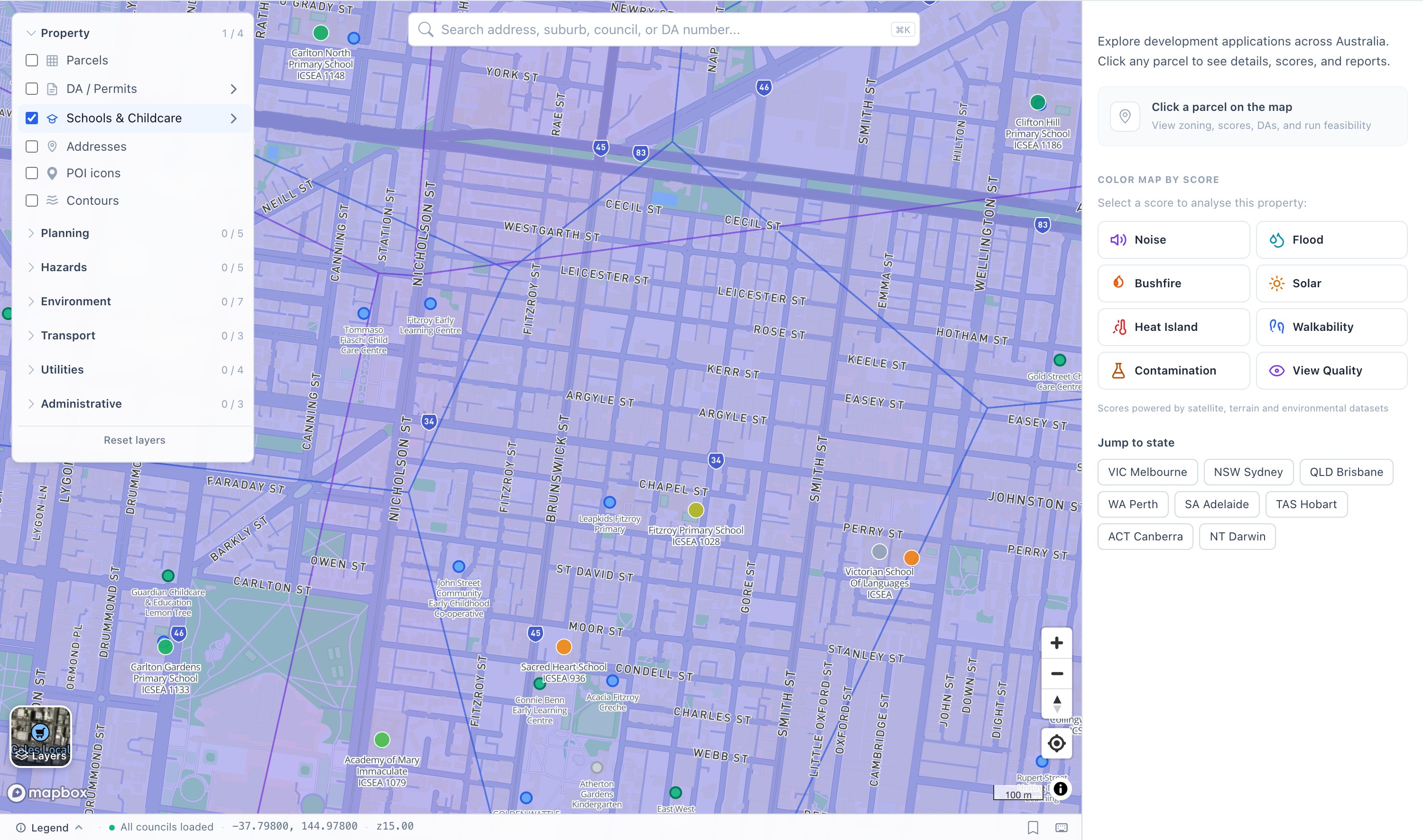 Schools, childcare and catchment boundaries on our map across Carlton and Fitzroy