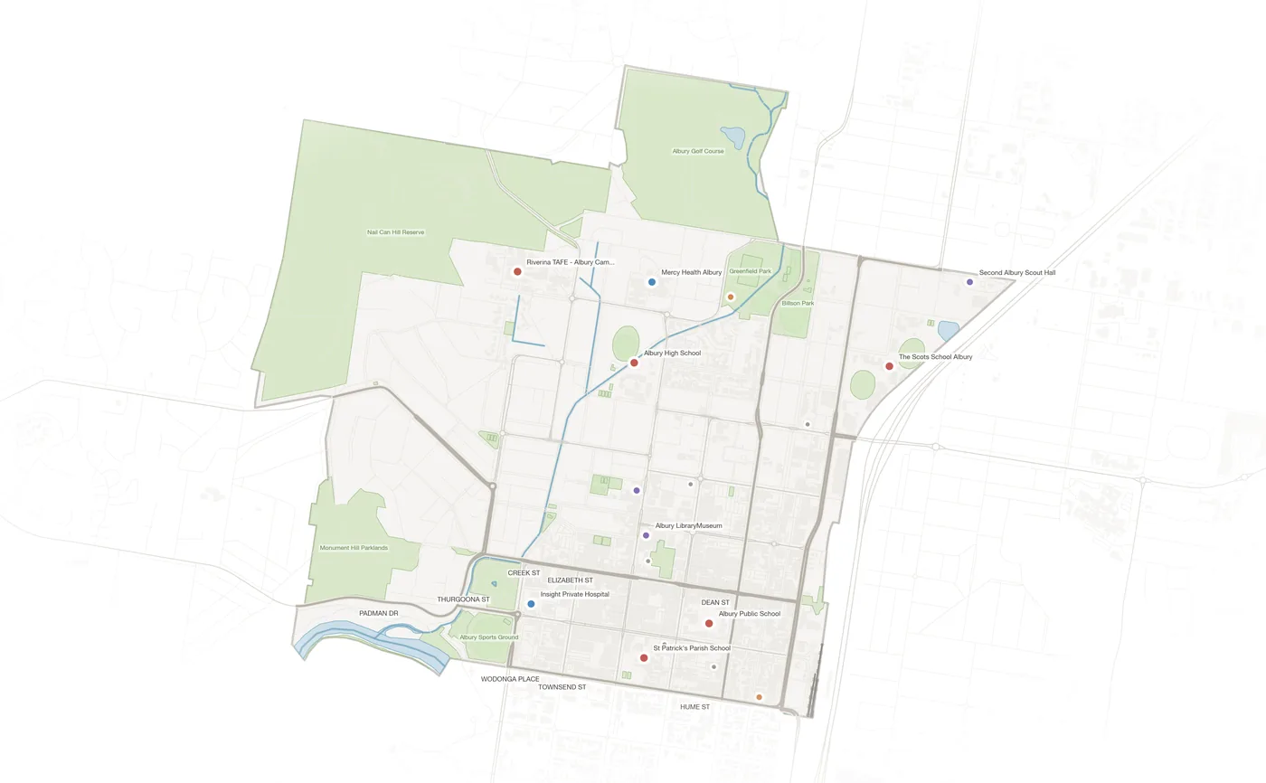 Albury urban fabric map
