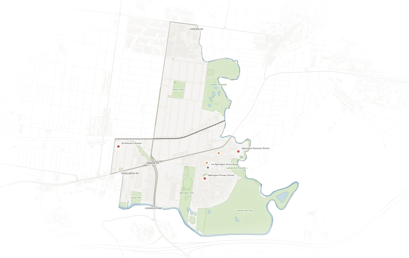 Alphington urban fabric map