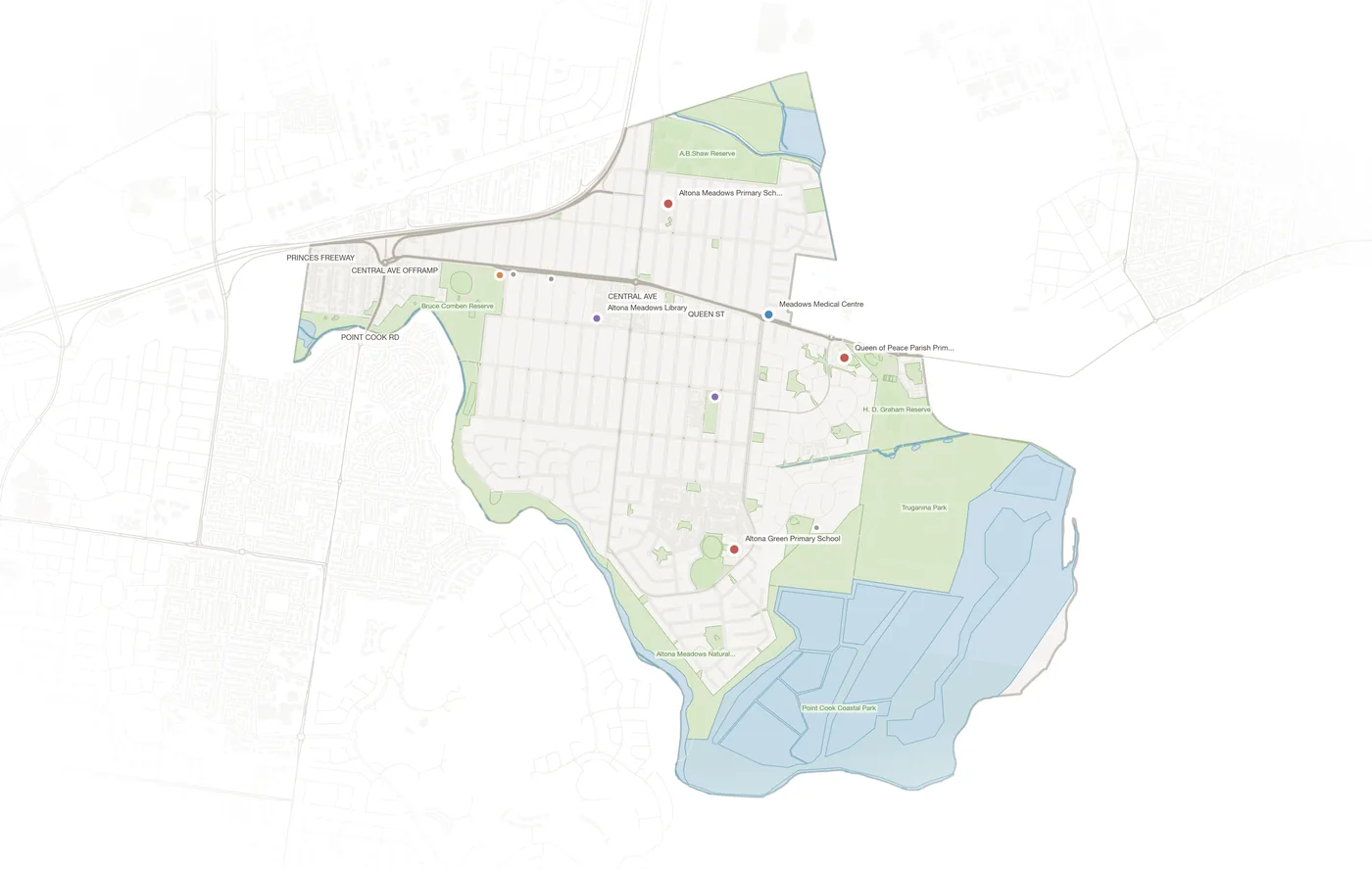 Altona Meadows urban fabric map