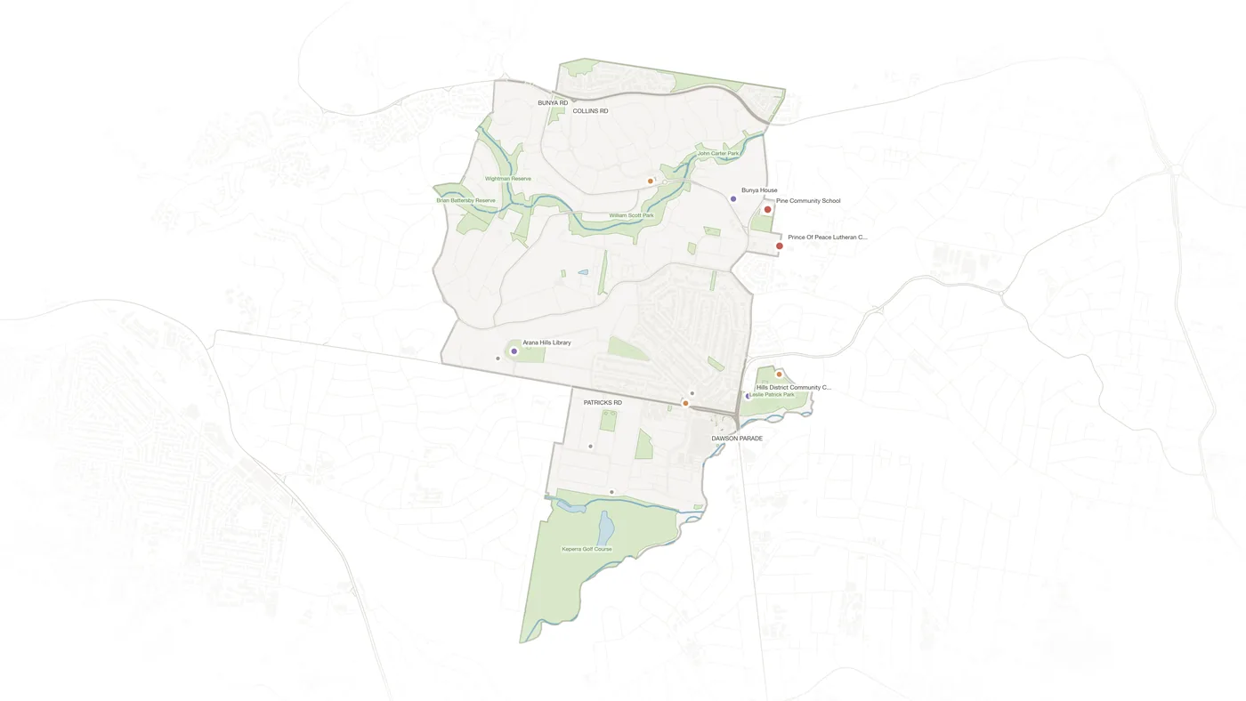 Arana Hills urban fabric map