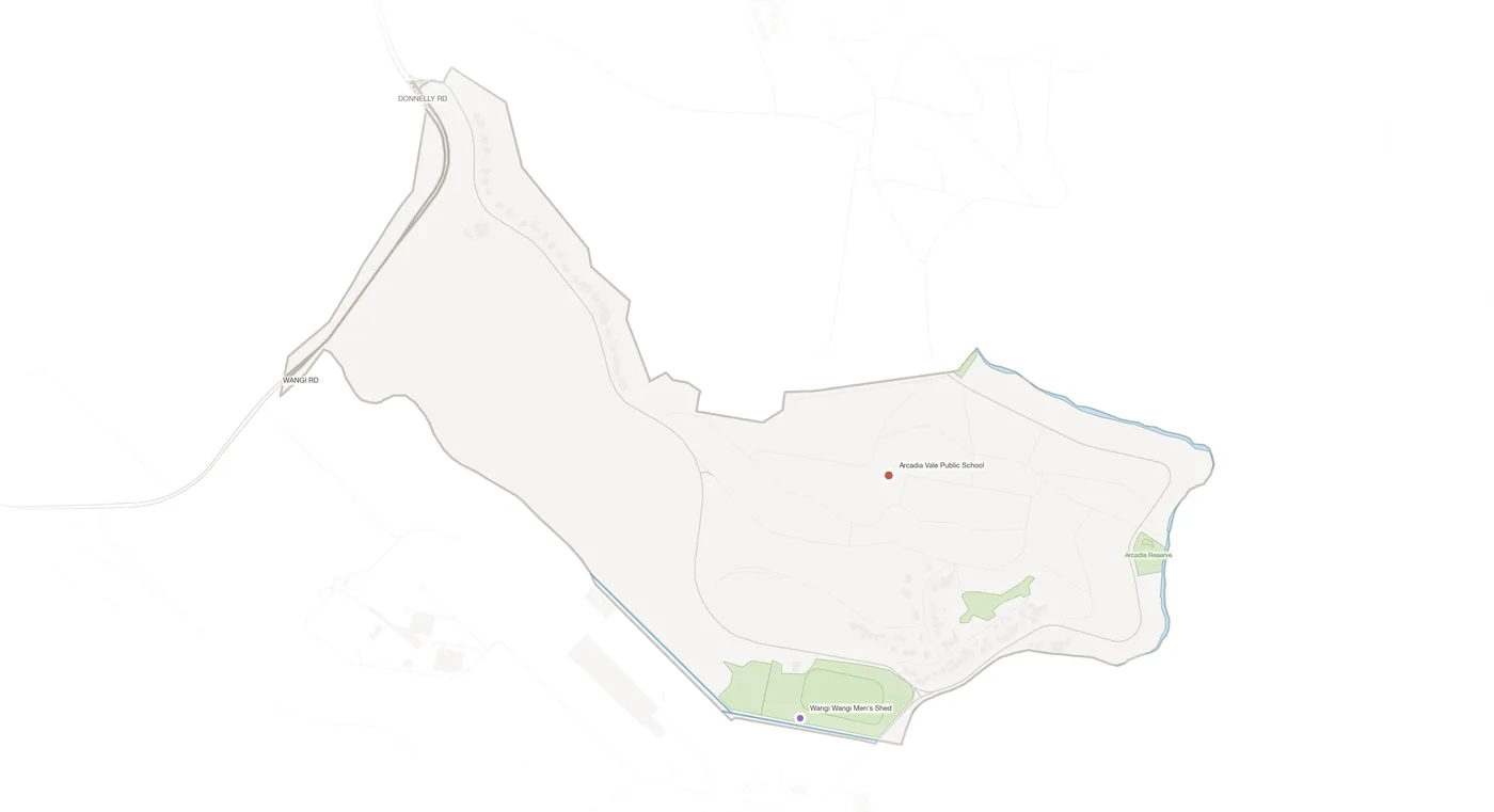 Arcadia Vale urban fabric map