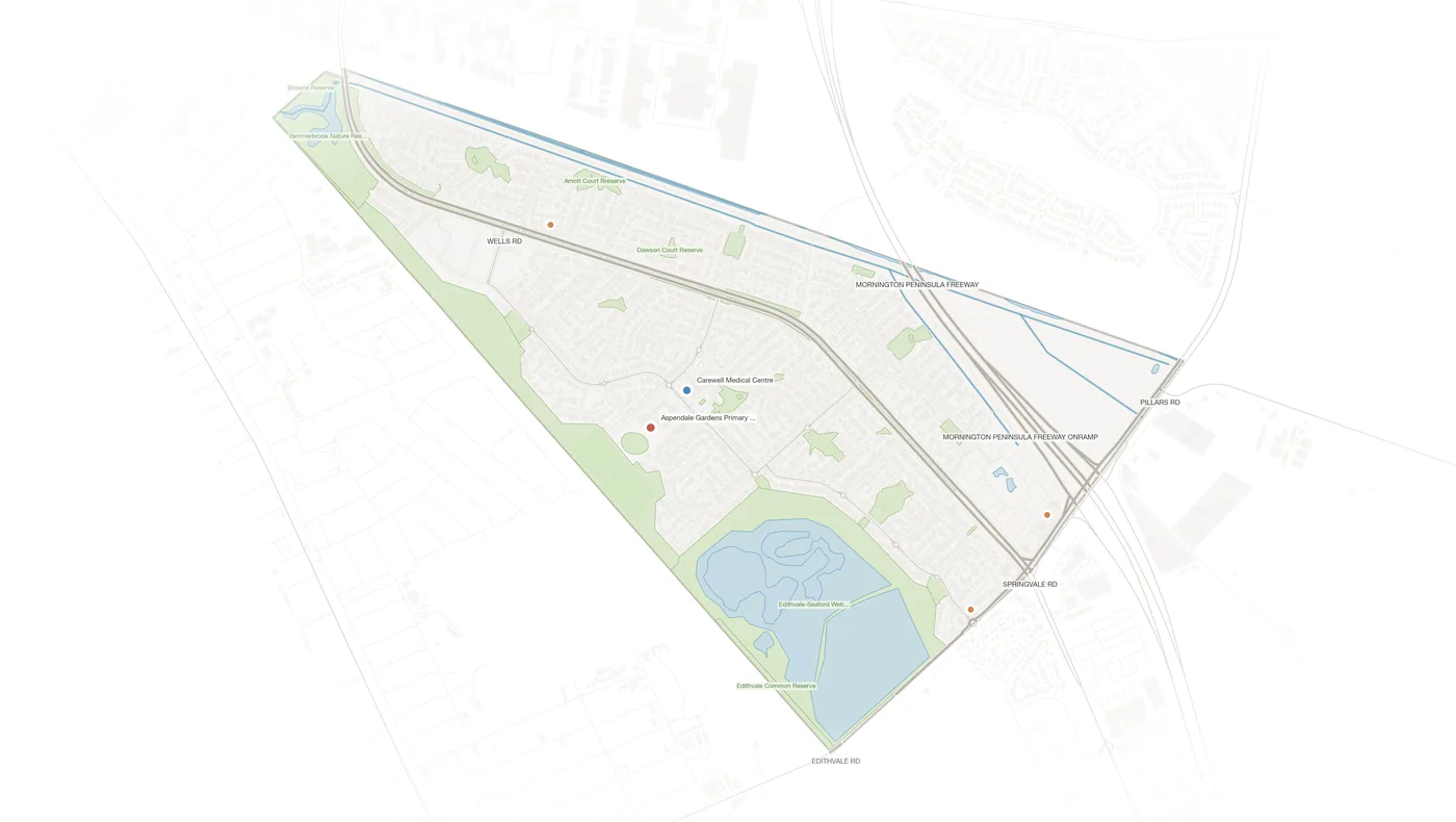 Aspendale Gardens urban fabric map