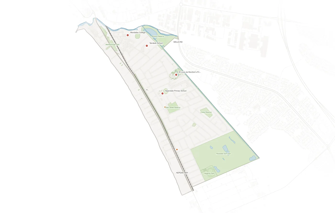 Aspendale urban fabric map