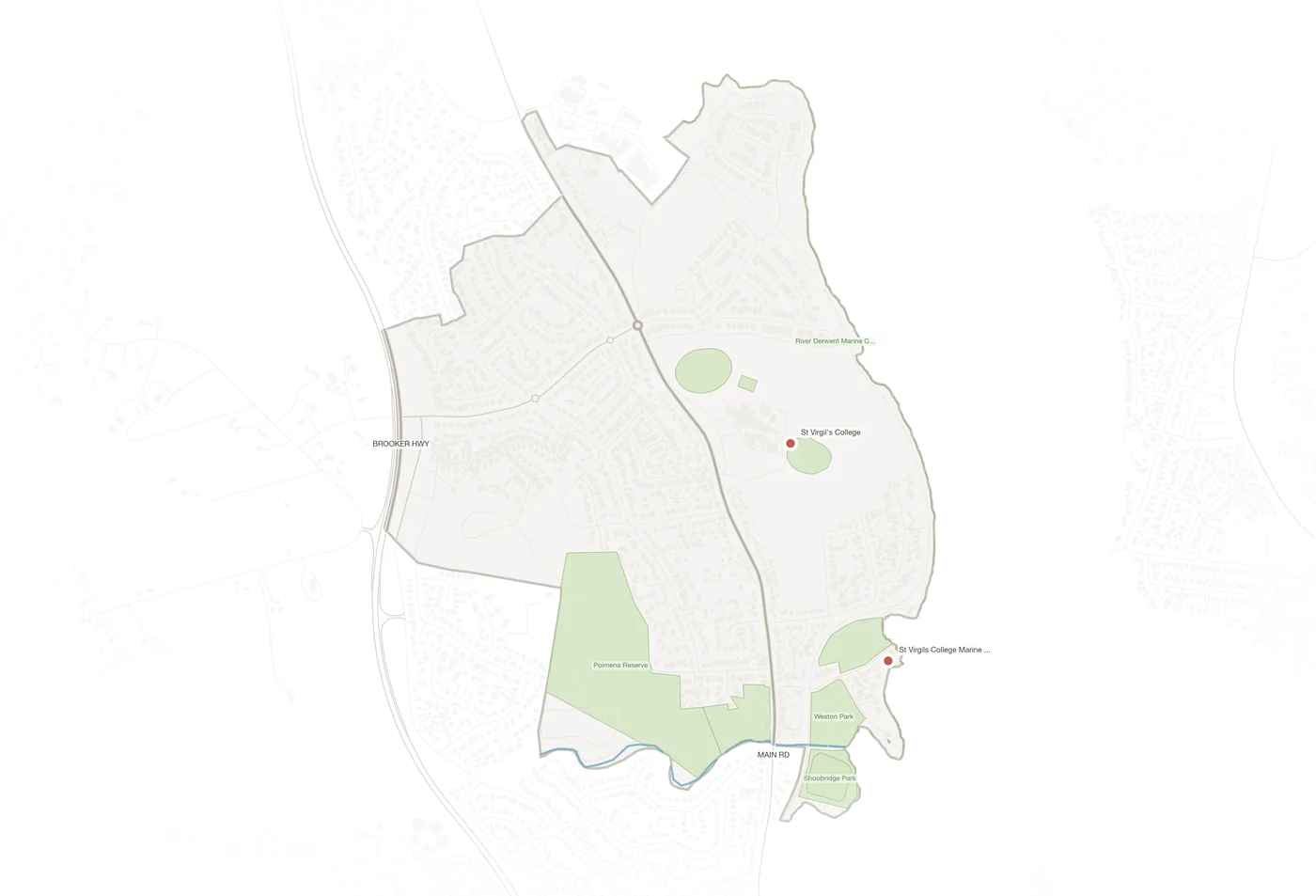 Austins Ferry urban fabric map