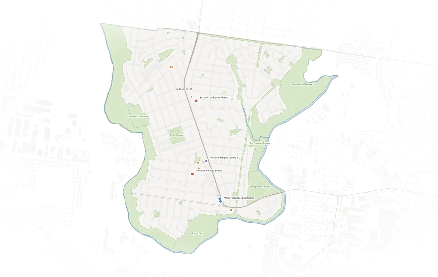Avondale Heights urban fabric map