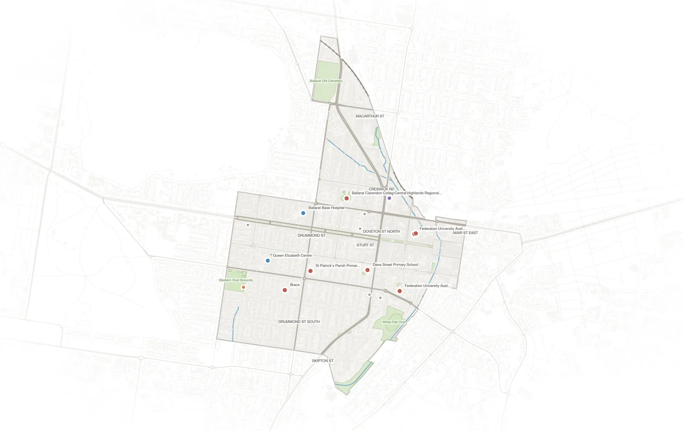 Ballarat Central urban fabric map