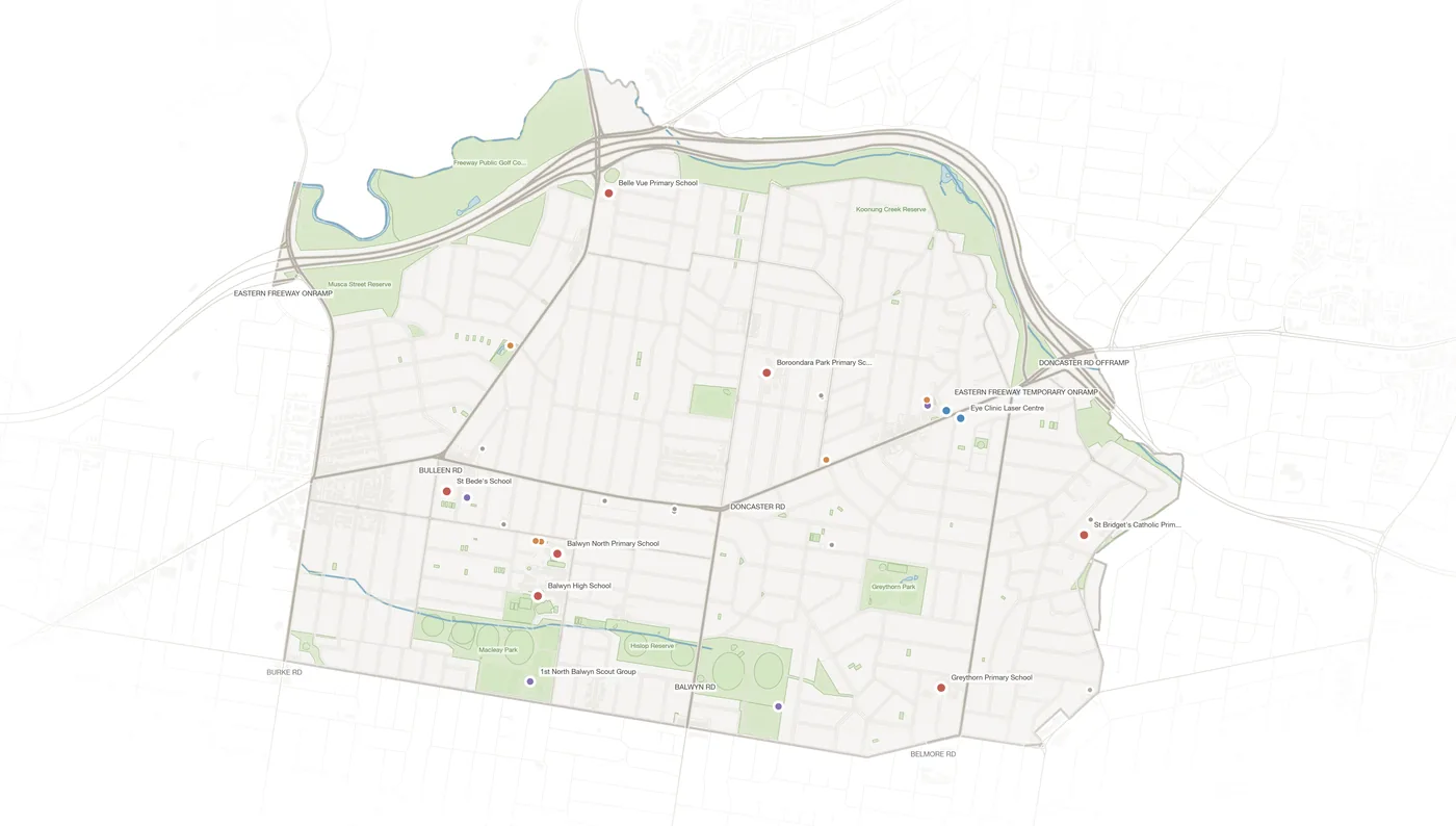 Balwyn North urban fabric map