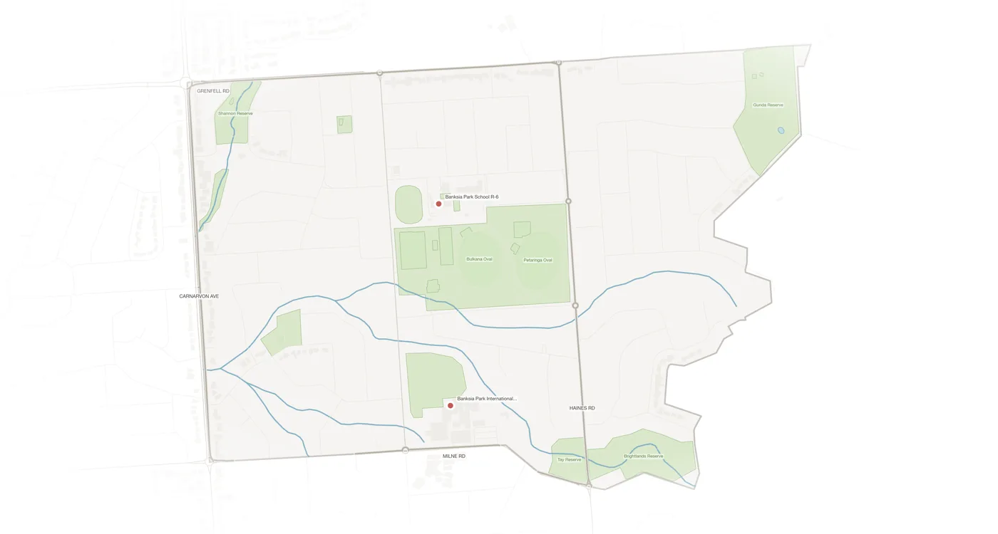 Banksia Park urban fabric map