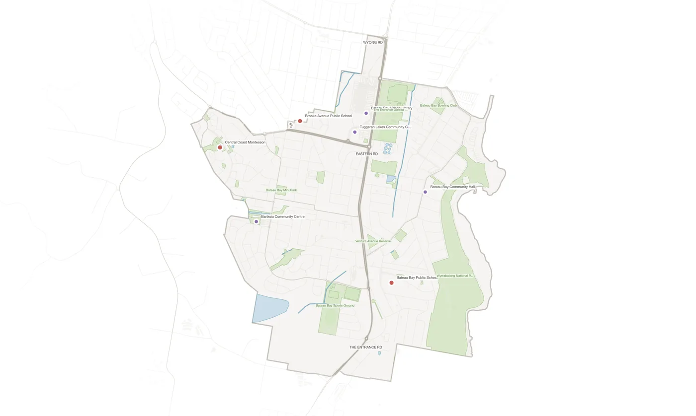 Bateau Bay urban fabric map