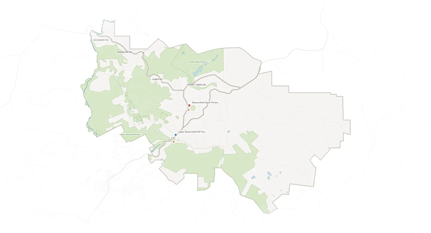 Beaconsfield Upper urban fabric map