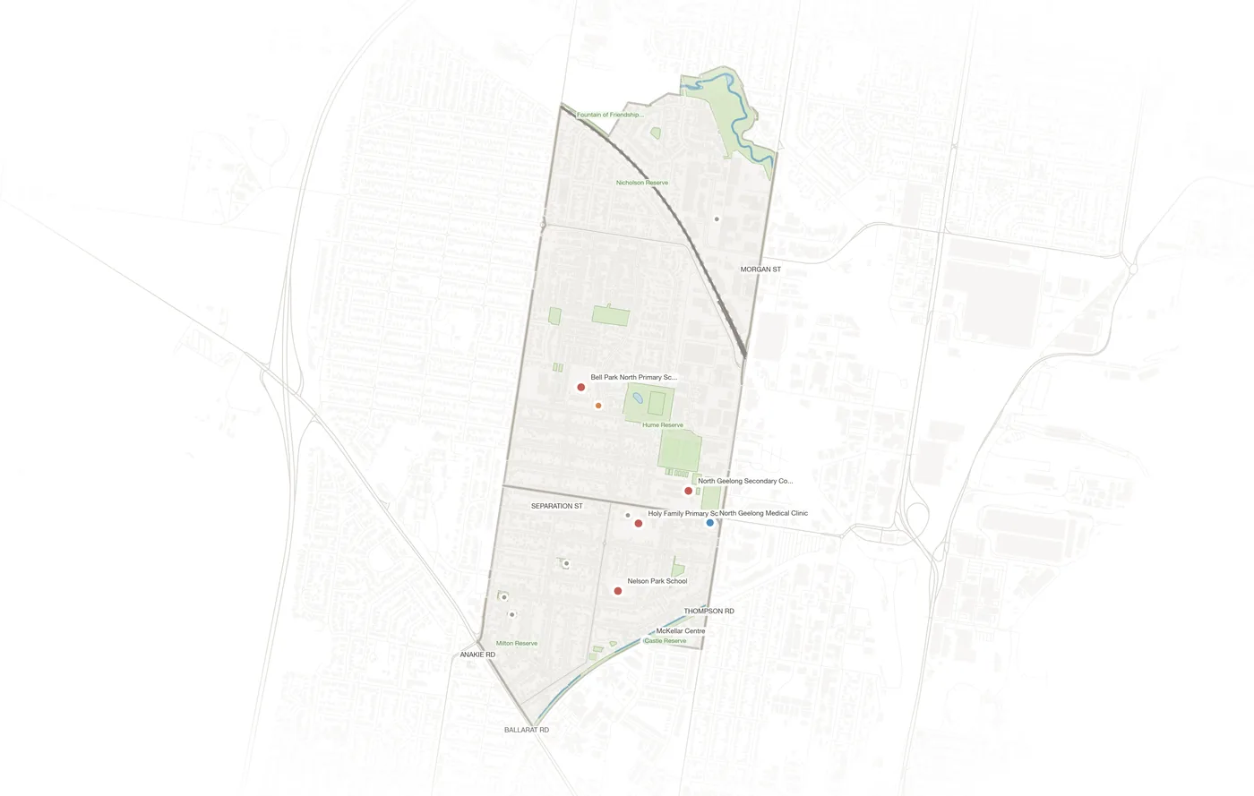 Bell Park urban fabric map