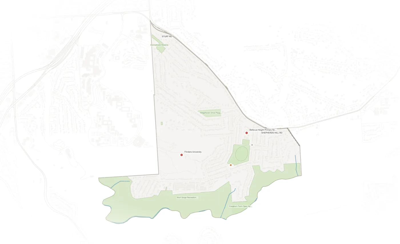 Bellevue Heights urban fabric map