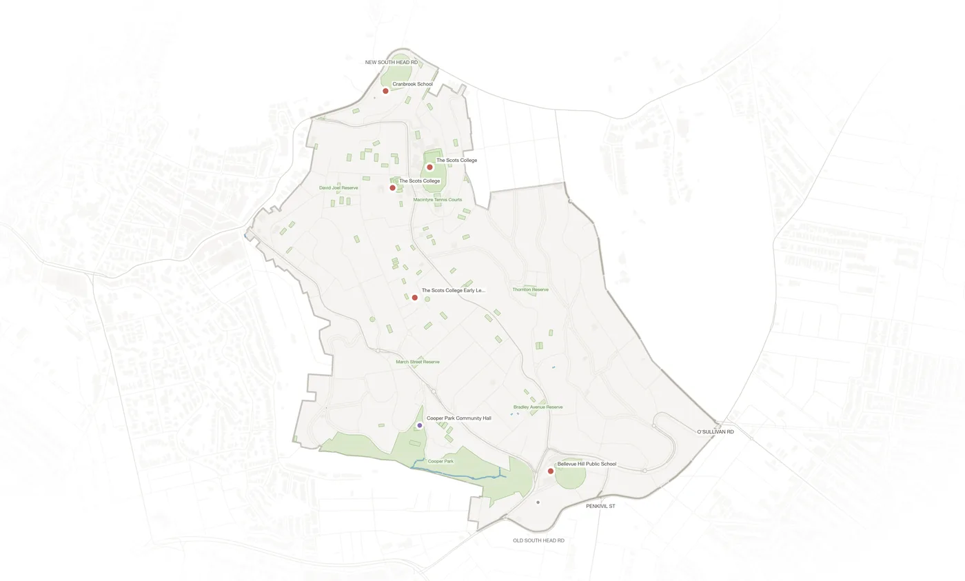 Bellevue Hill urban fabric map