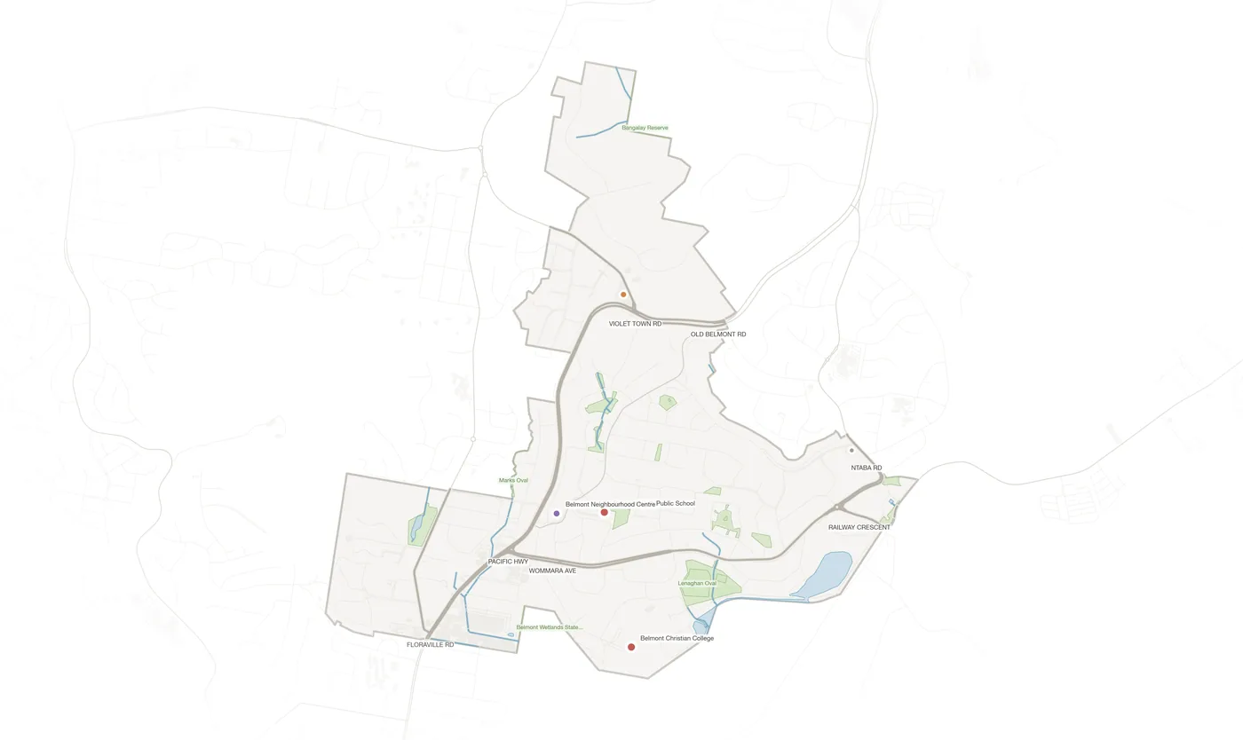 Belmont North urban fabric map