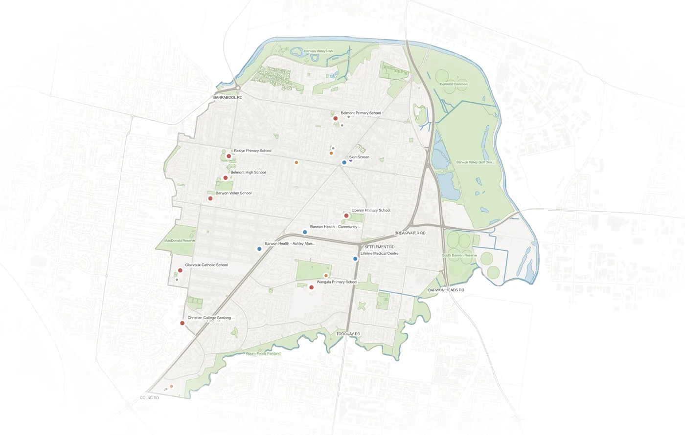 Belmont urban fabric map