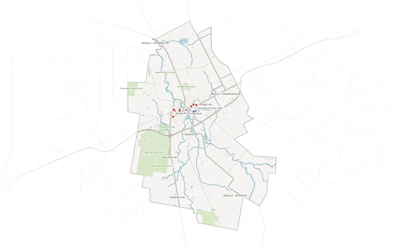 Benalla urban fabric map