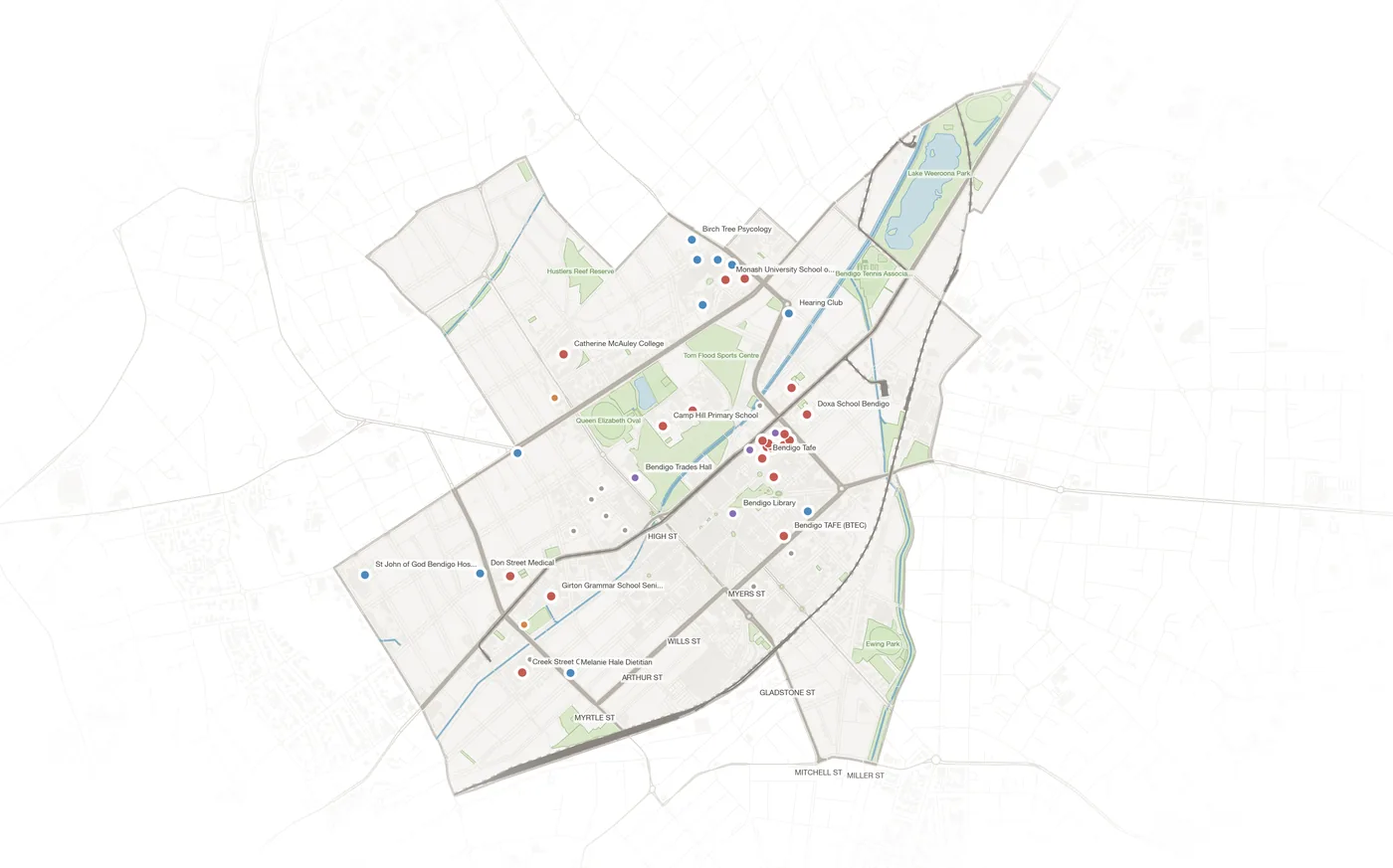 Bendigo urban fabric map
