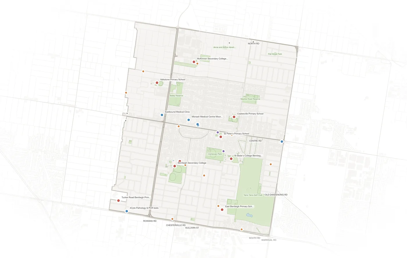 Bentleigh East urban fabric map