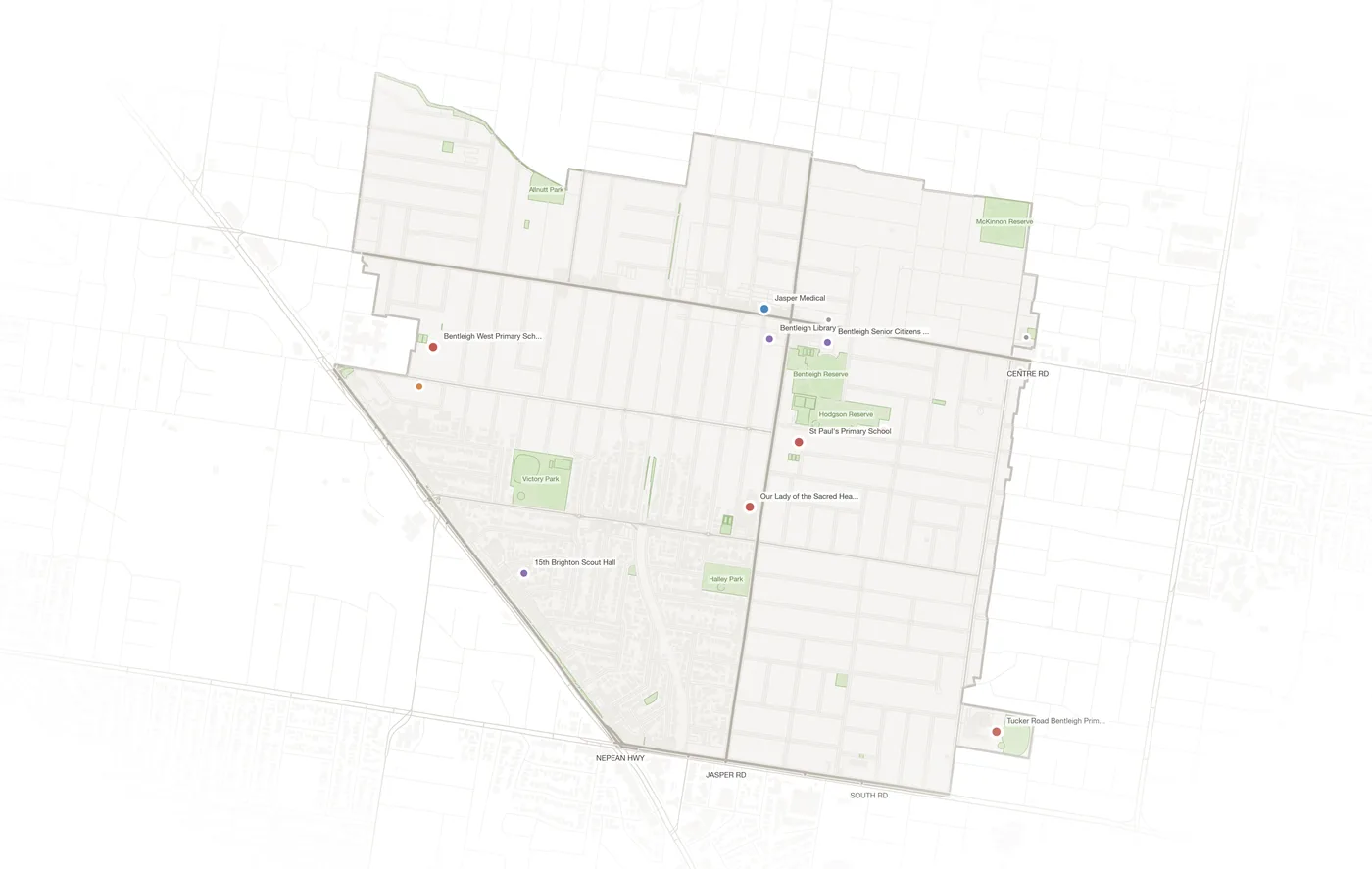 Bentleigh urban fabric map