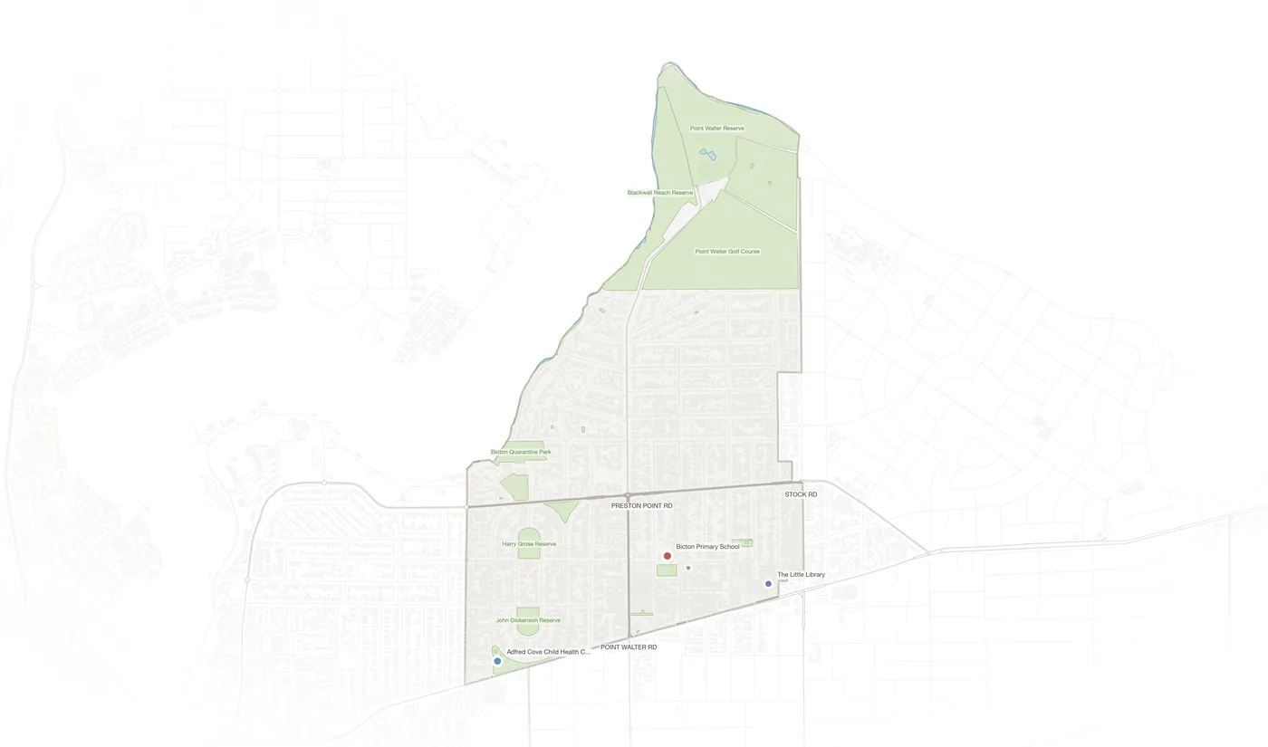 Bicton urban fabric map