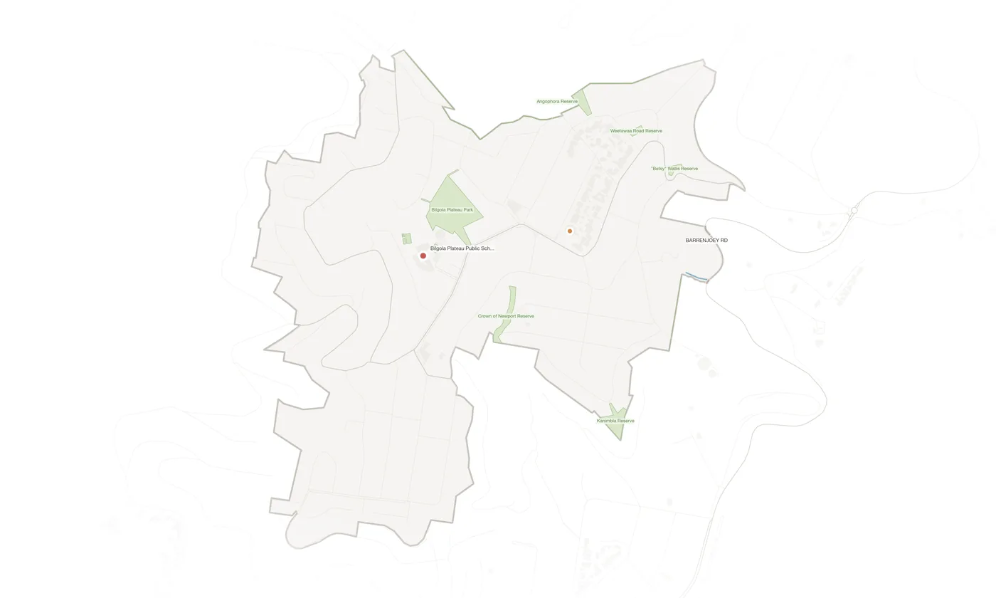 Bilgola Plateau urban fabric map
