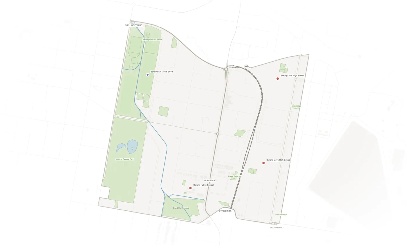 Birrong urban fabric map