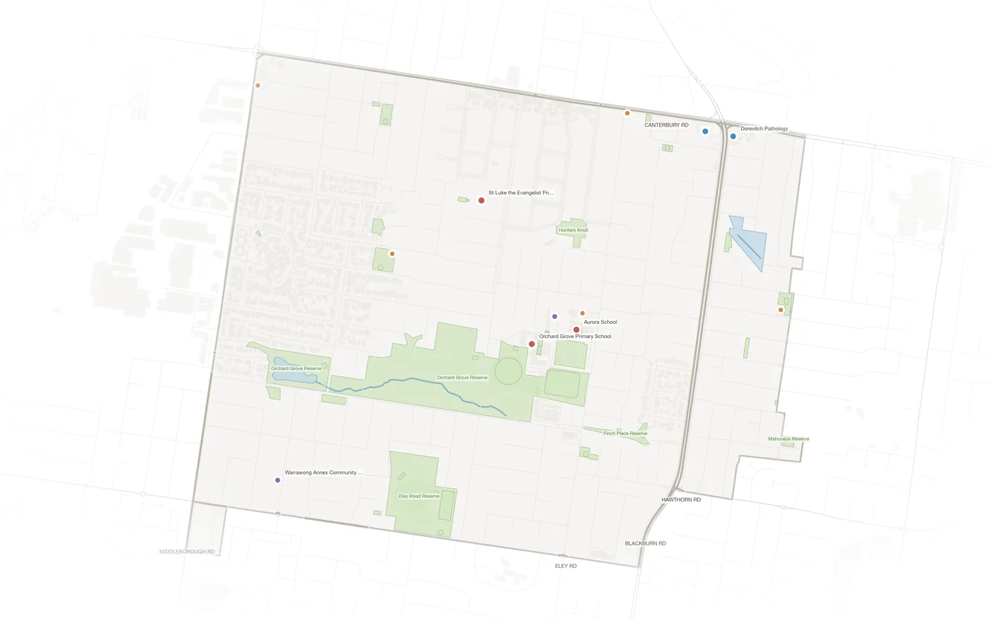 Blackburn South urban fabric map