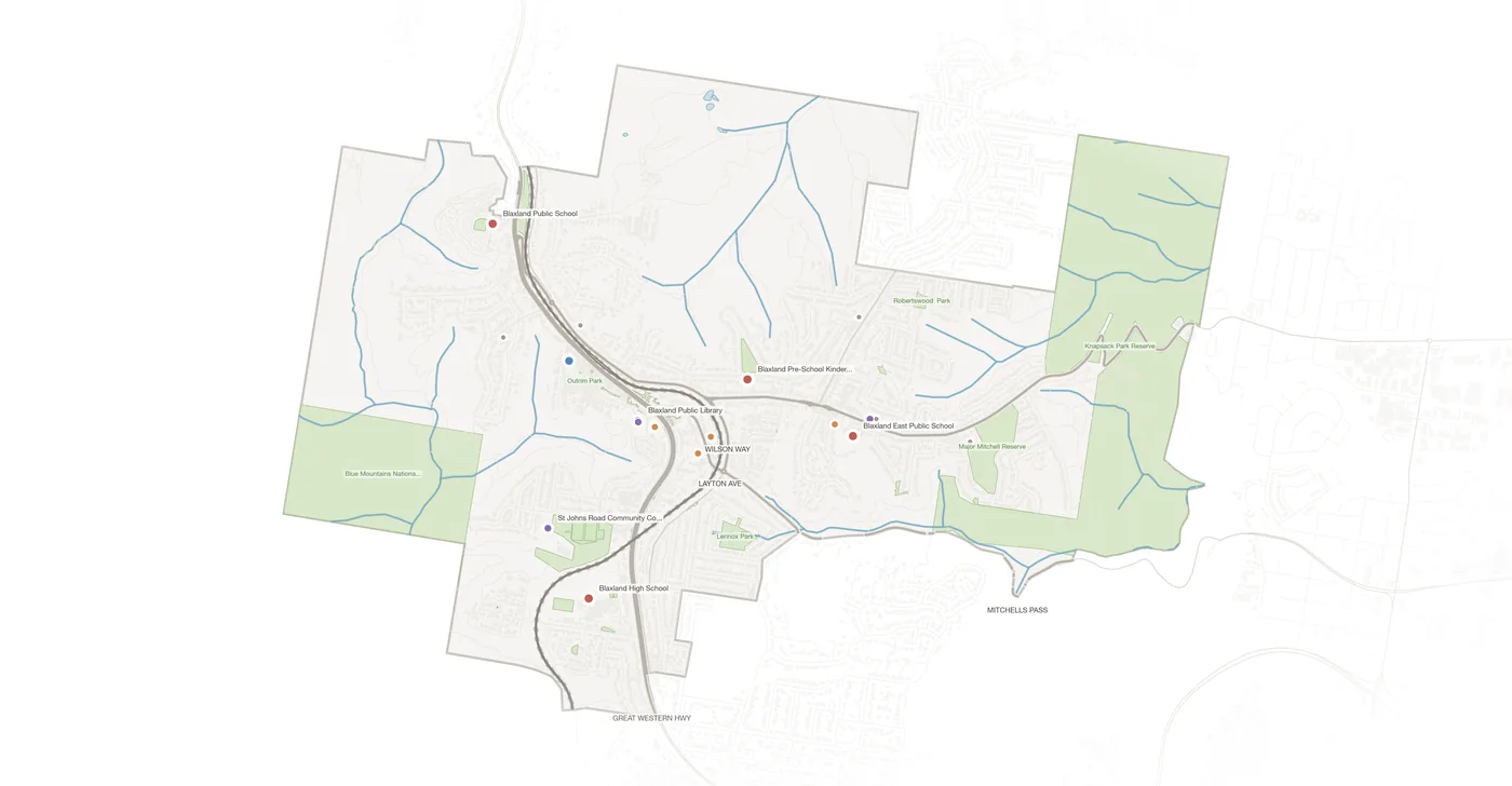 Blaxland urban fabric map