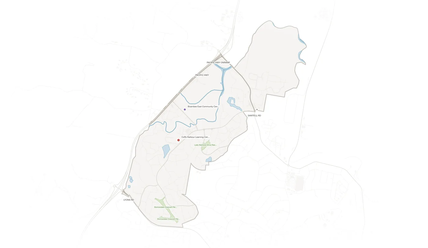 Boambee East urban fabric map