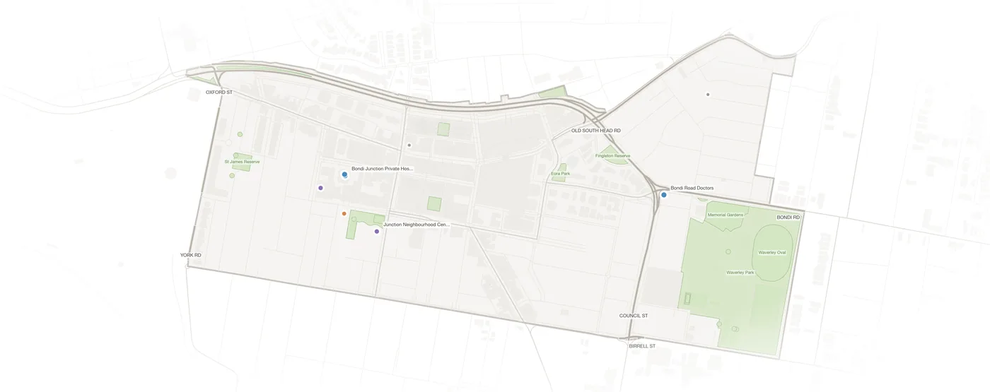 Bondi Junction urban fabric map