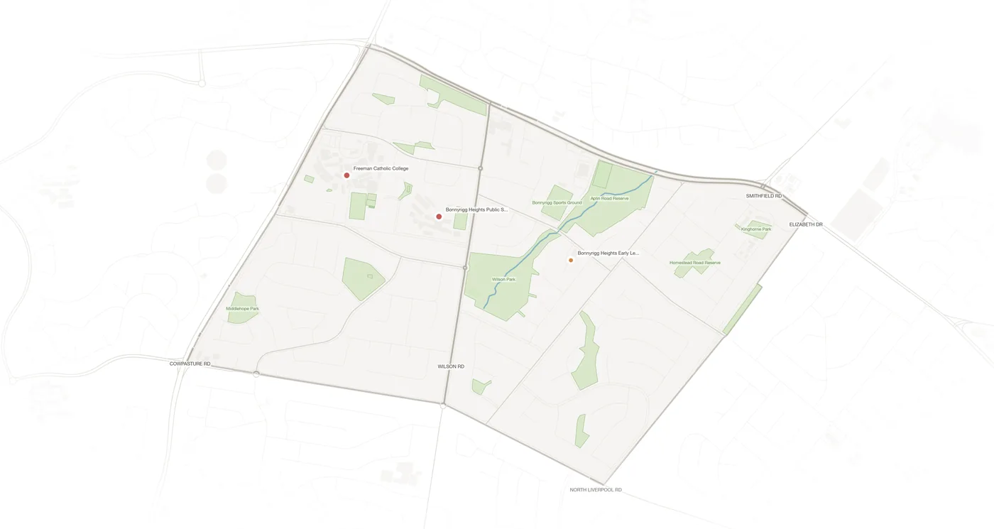 Bonnyrigg Heights urban fabric map