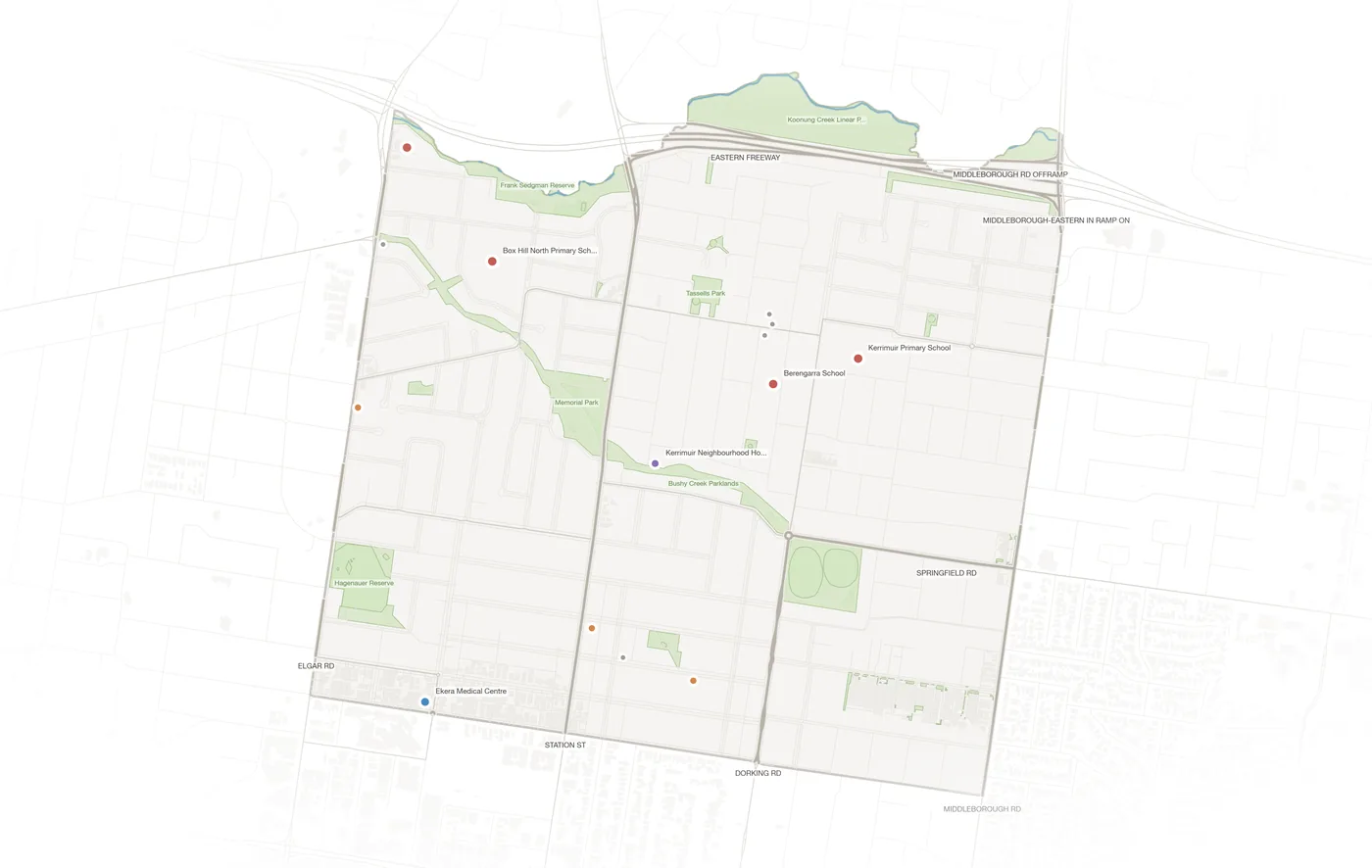 Box Hill North urban fabric map