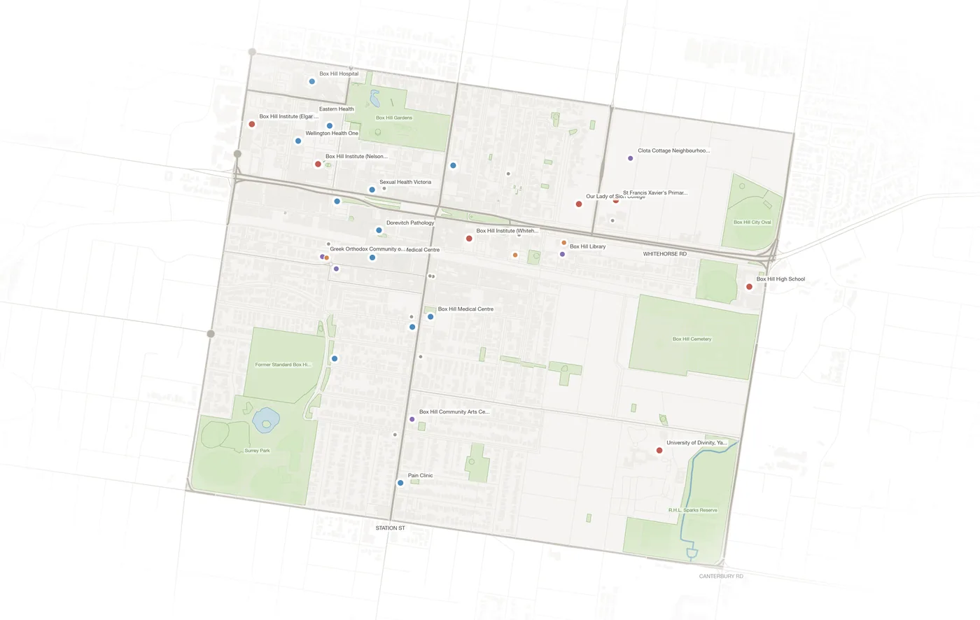 Box Hill urban fabric map