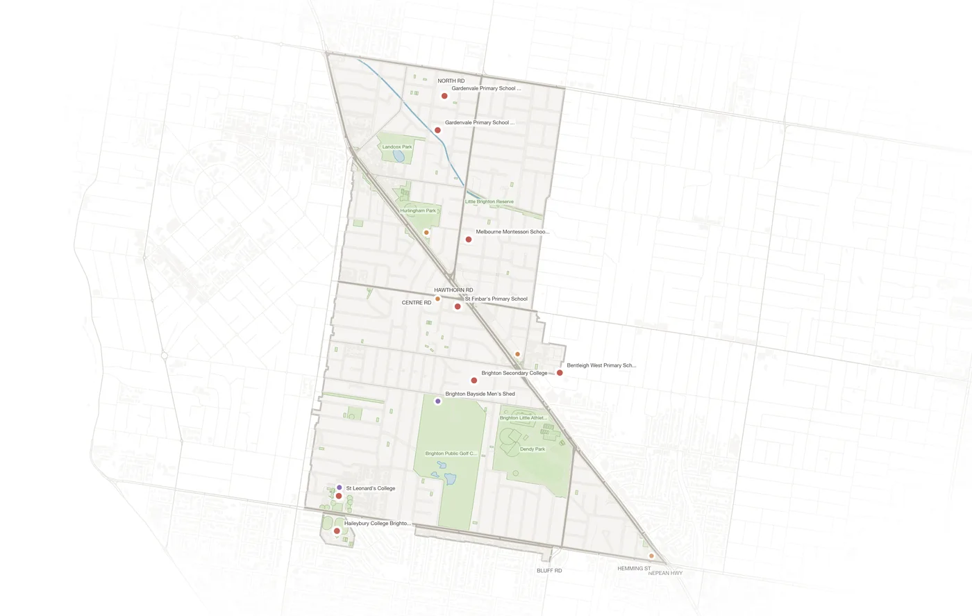 Brighton East urban fabric map