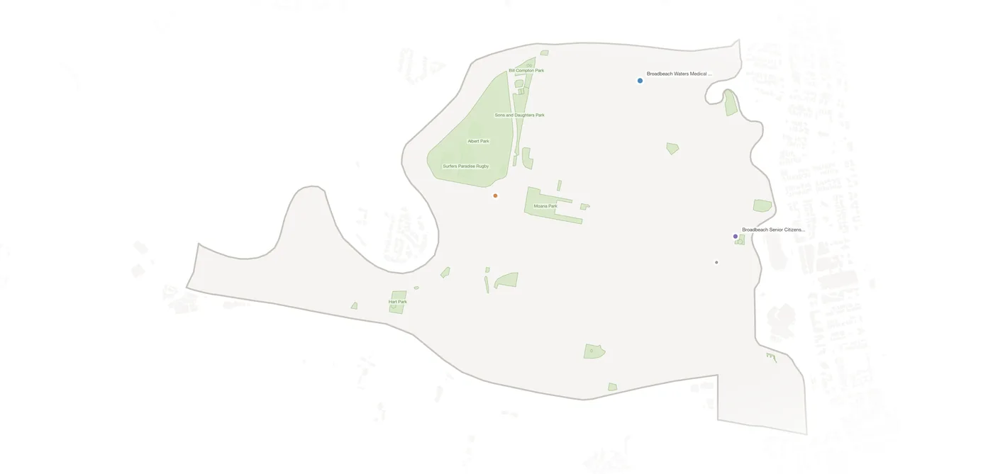 Broadbeach Waters urban fabric map