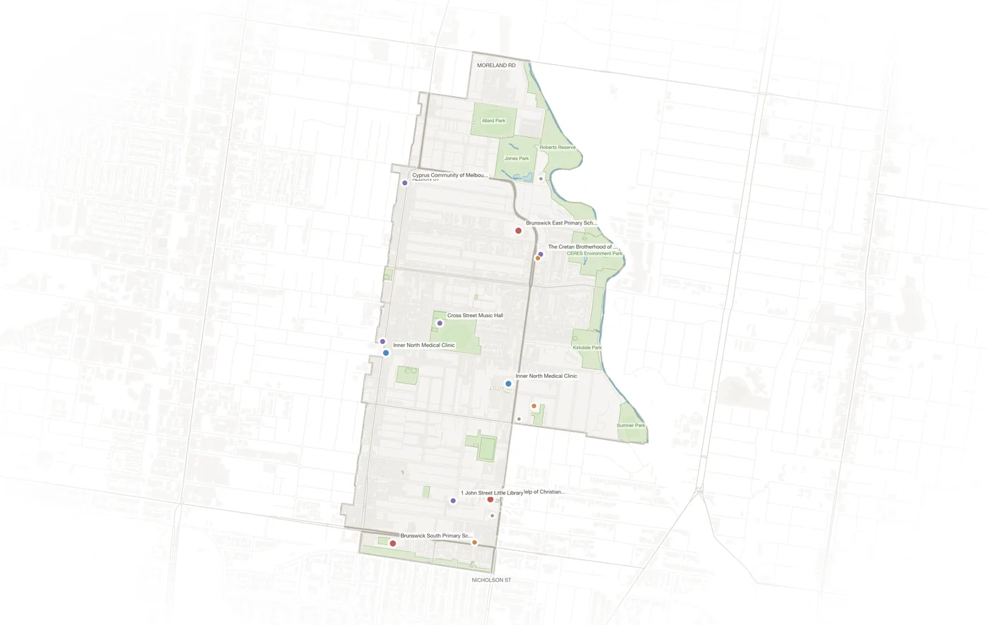 Brunswick East urban fabric map