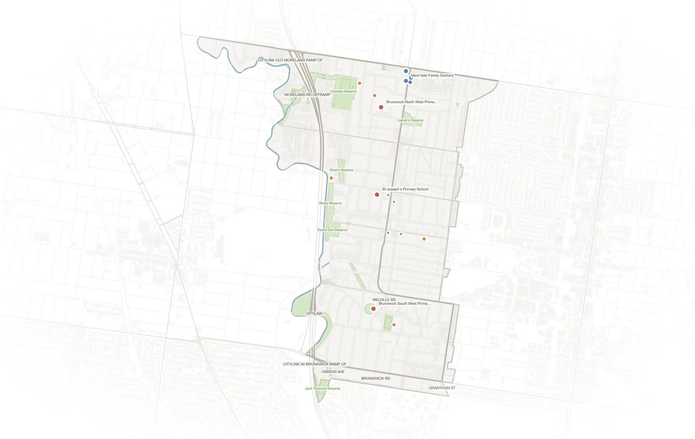 Brunswick West urban fabric map