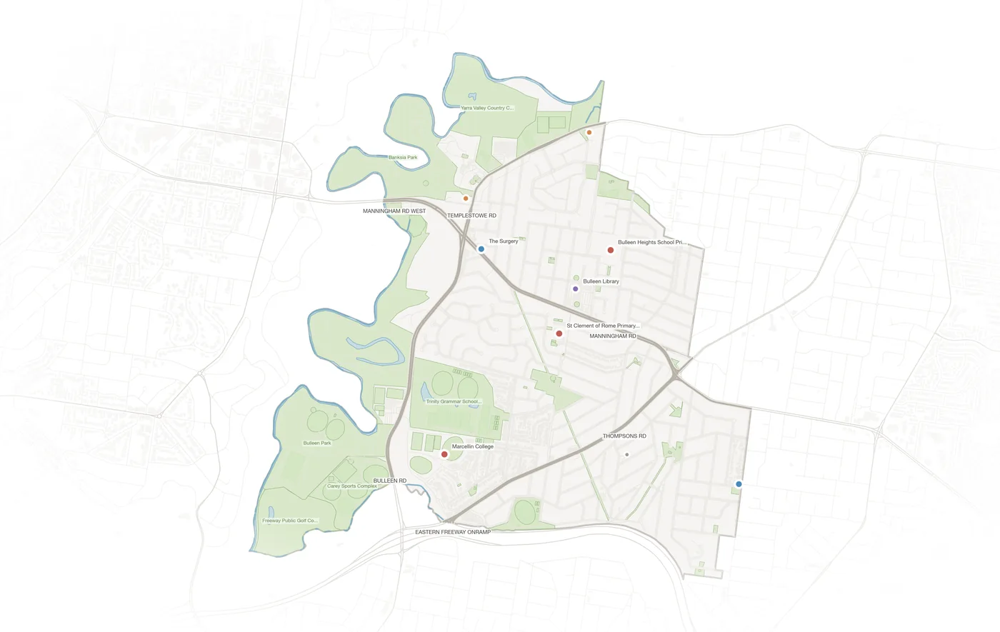 Bulleen urban fabric map