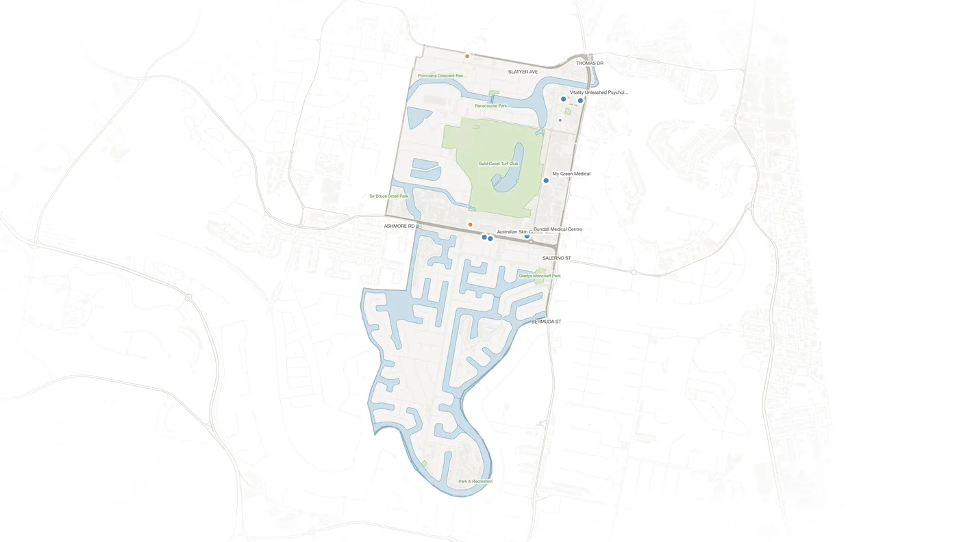 Bundall urban fabric map