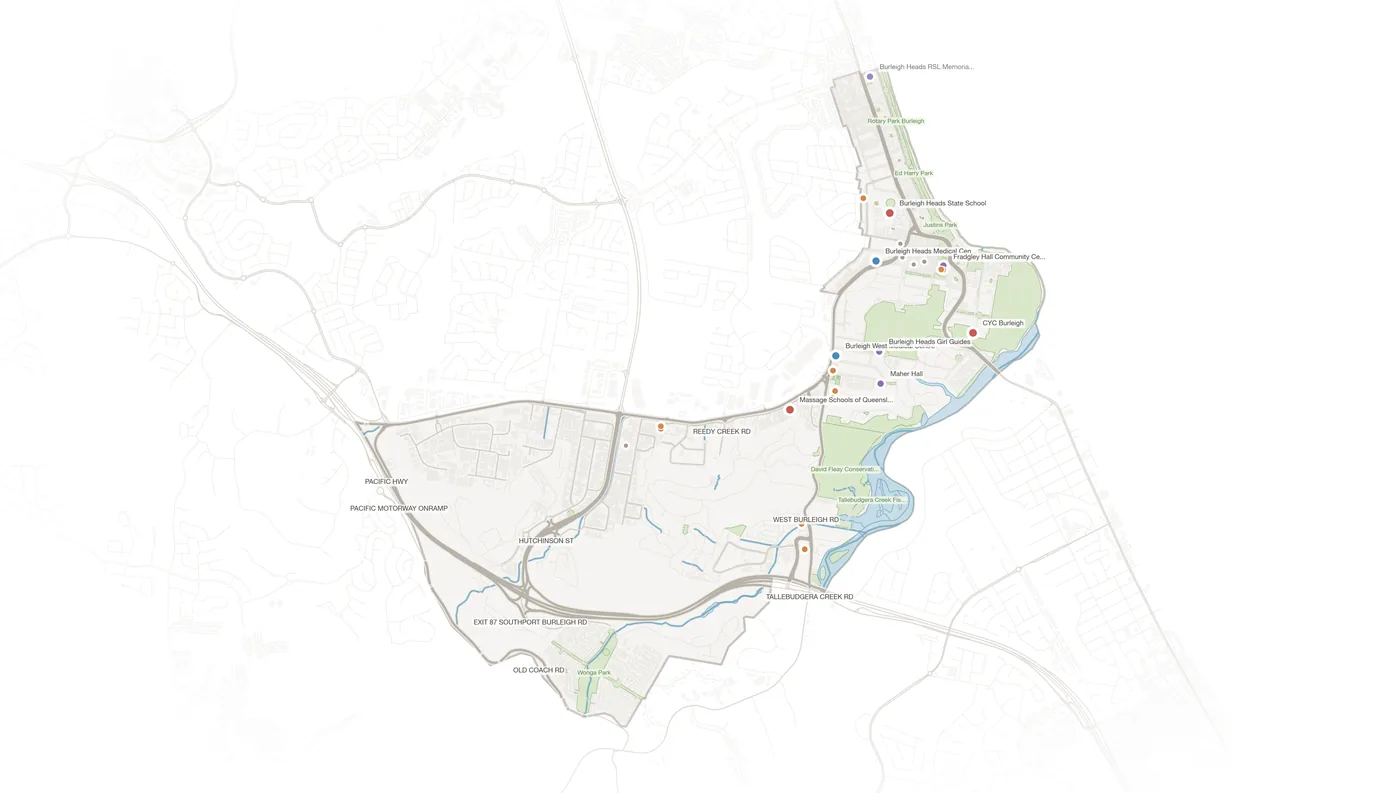 Burleigh Heads urban fabric map