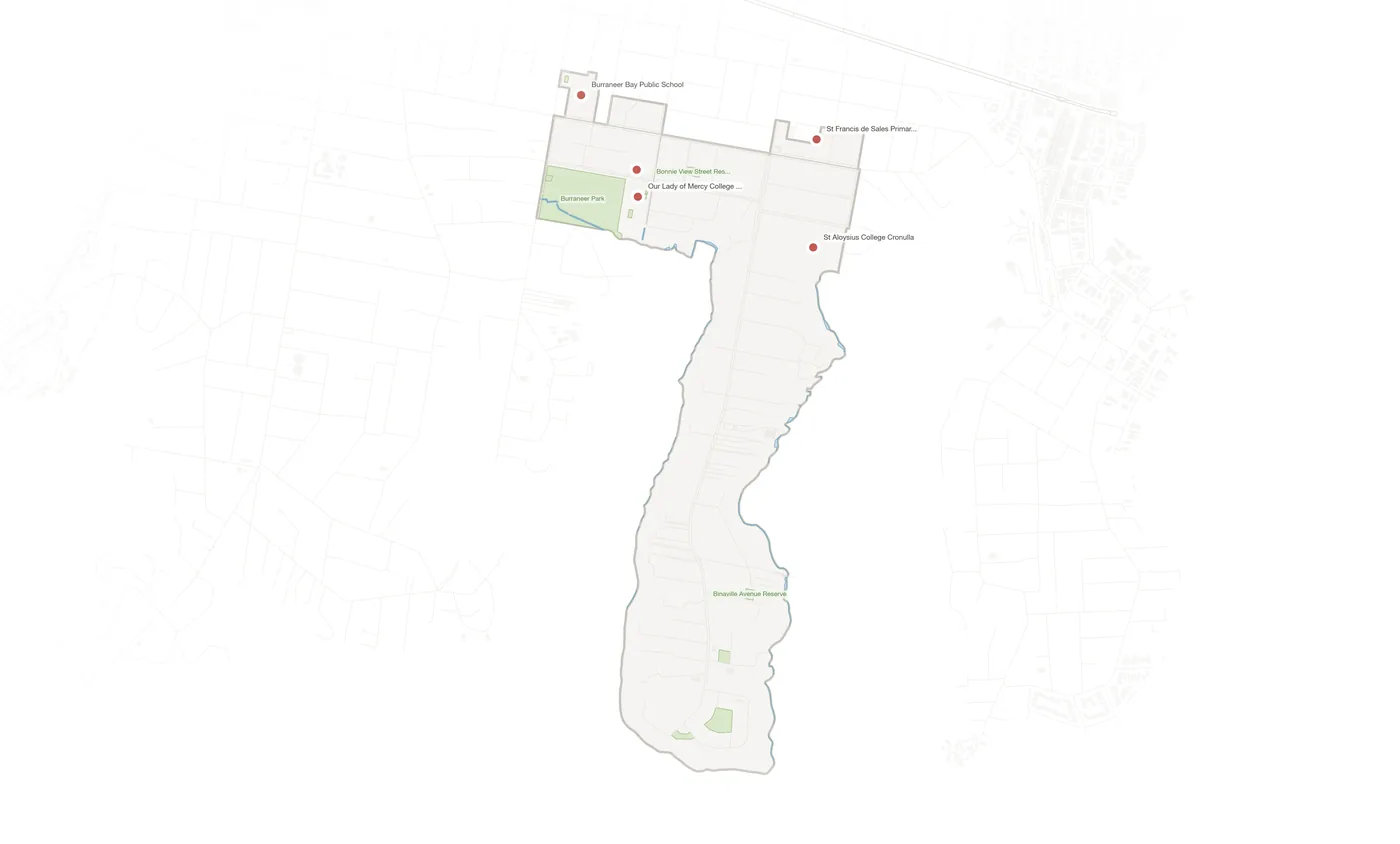 Burraneer urban fabric map