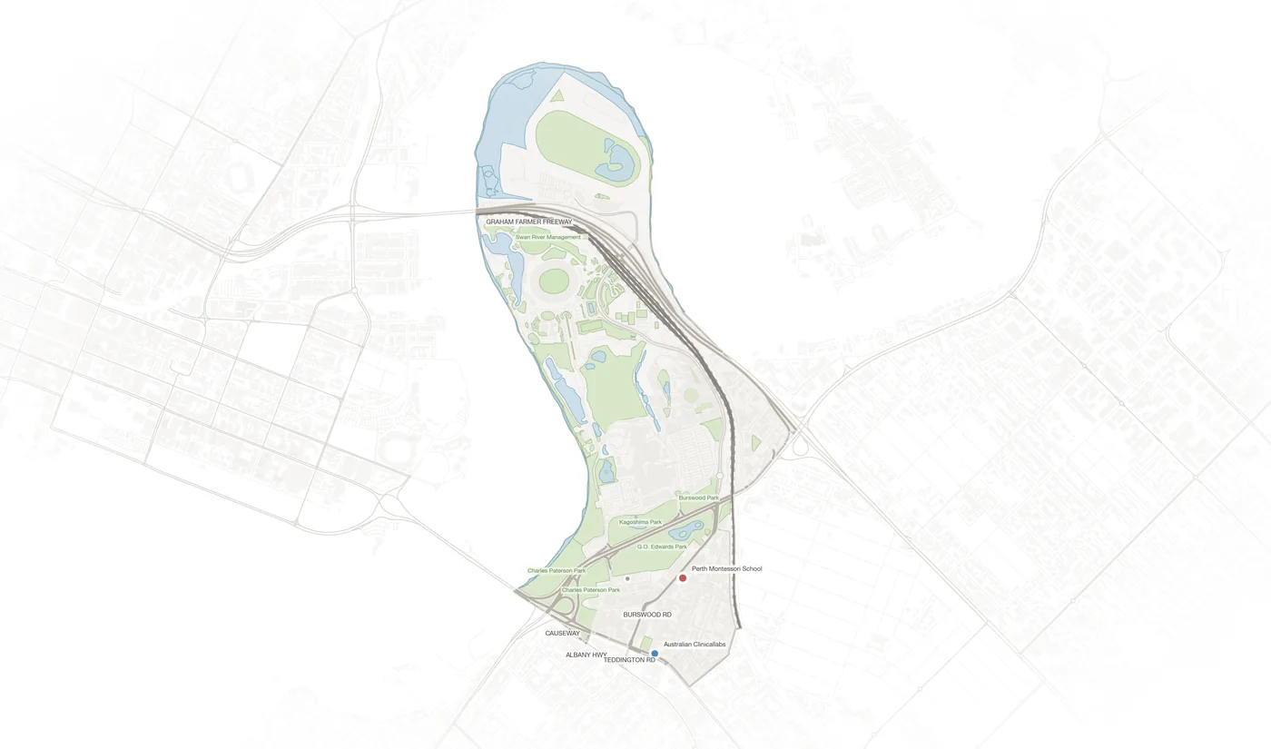 Burswood urban fabric map