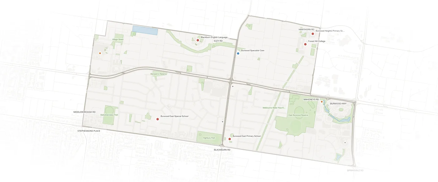 Burwood East urban fabric map
