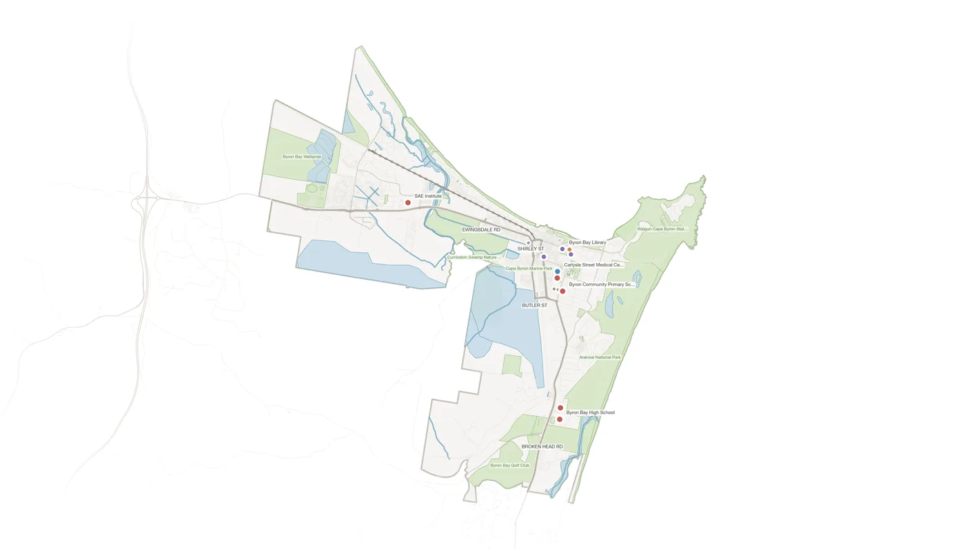 Byron Bay urban fabric map